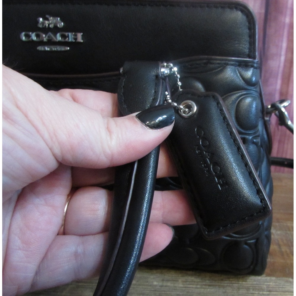 Coach Mini Darcie Carryall Black Brown Nappa Leather Crossbody Bag CM050‎ - Picture 3 of 11